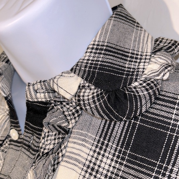NEW Polo Ralph Lauren Western Black White Plaid Ruffled Button Down XS TP - Picture 9 of 17